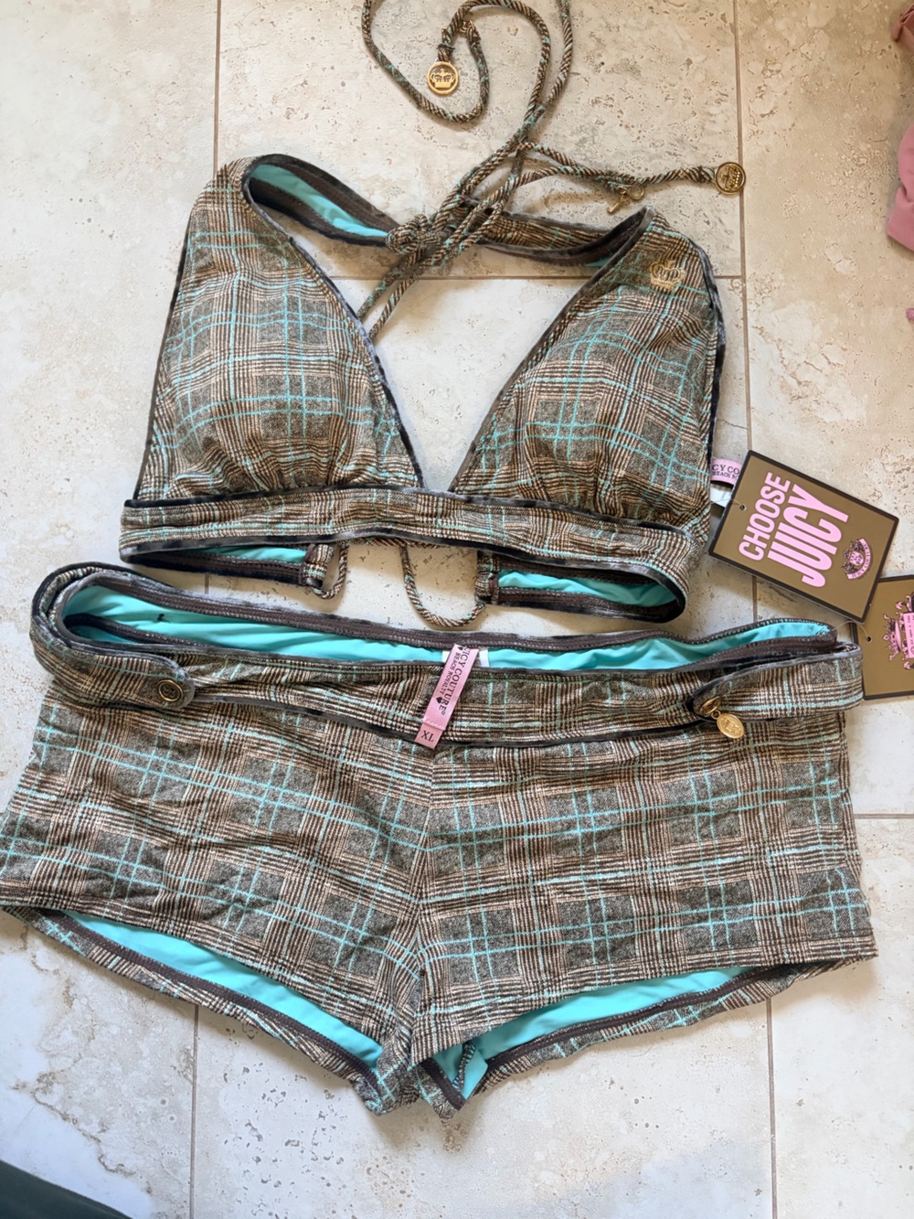 Juicy Couture True Authentic Y2K Plaid Bikini set New with Tags- vintage